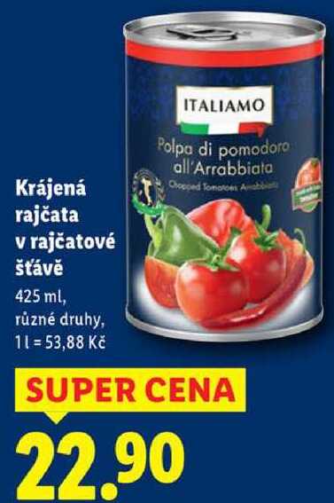 Krájená rajčata v rajčatové šťávě, 425 ml