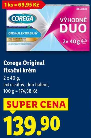 Corega Original fixační krém, 2x 40 g