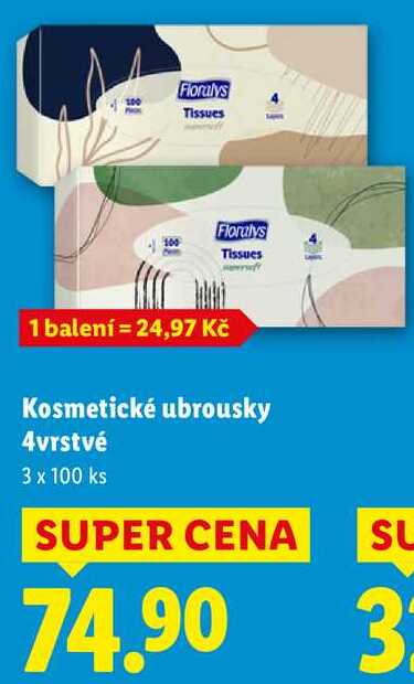 Kosmetické ubrousky 4vrstvé, 3x 100 ks 