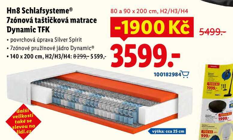 Hn8 Schlafsysteme 7zónová taštičková matrace Dynamic TFK  