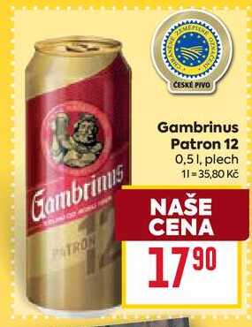 Gambrinus Patron 12 0,51, plech 