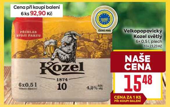 Velkopopovický Kozel světlý 6x 0,51, plech