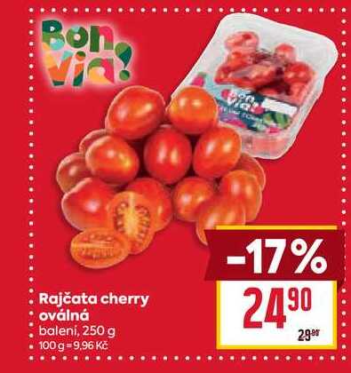 Rajčata cherry oválná balení, 250 g 