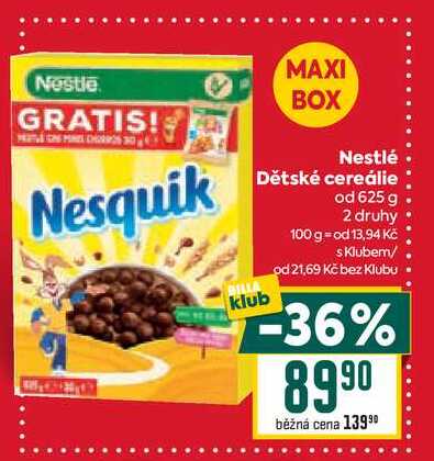 Nestlé Dětské cereálie BILLA klub od 625 g