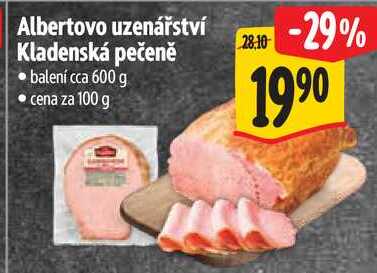 Albertovo uzenářství Kladenská pečeně, cena za 100 g 