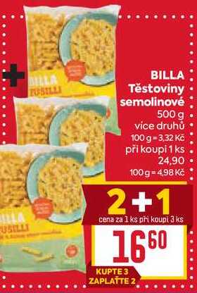 BILLA Těstoviny semolinové 500 g 
