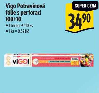 Vigo Potravinová fólie s perforací 100+10, 110 ks 