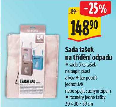 Sada tašek na třídění odpadu, sada 3 ks 