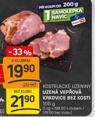 UZENÁ VEPŘOVÁ KRKOVICE BEZ KOSTI 100g
