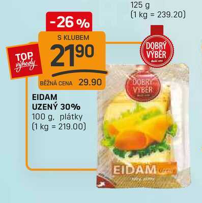 EIDAM UZENÝ 30% 100 g, plátky 