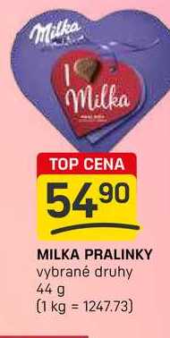 MILKA PRALINKY vybrané druhy 44 g