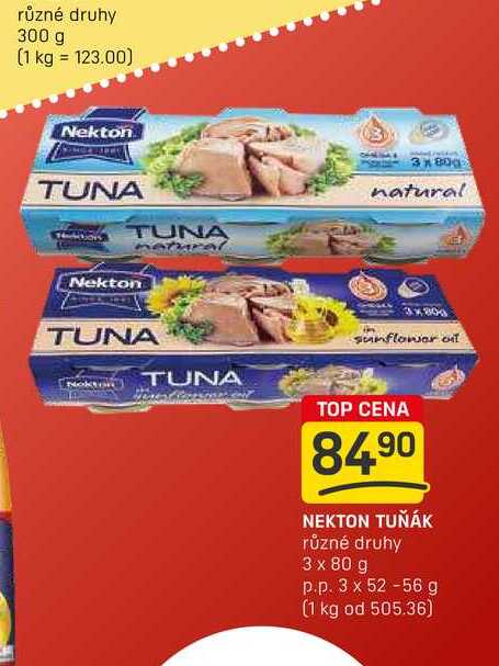 NEKTON TUŇÁK různé druhy 3 x 80 g p.p. 3 x 52-56 g