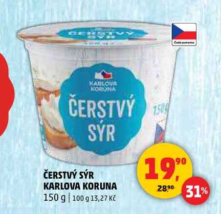 ČERSTVÝ SÝR KARLOVA KORUNA, 150 g