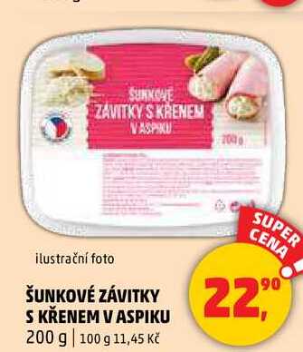 ŠUNKOVÉ ZÁVITKY S KŘENEM V ASPIKU, 200 g