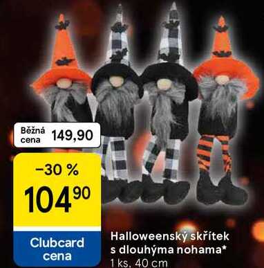 Halloweenský skřítek s dlouhýma nohama, 1 ks, 40 cm 