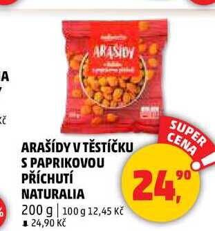 ARAŠÍDY V TĚSTÍČKU S PAPRIKOVOU PŘÍCHUTÍ NATURALIA, 200 g
