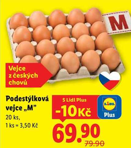 Podestýlková vejce ,,M", 20 ks
