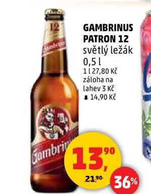 GAMBRINUS PATRON 12 světlý ležák, 0,5 l