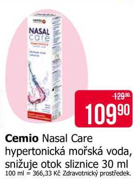 Cemio Nasal Care hypertonická mořská voda, snižuje otok sliznice 30 ml 
