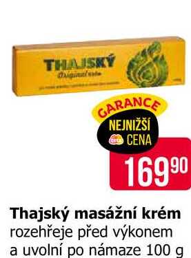 Thajský masážní krém rozehřeje před výkonem a uvolní po námaze 100 g 