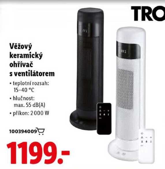 Věžový keramický ohřívač s ventilátorem 