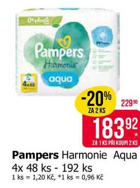 Pampers Harmonie Aqua 4x 48 ks 192 ks 