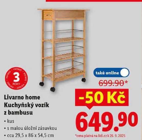 Livarno home Kuchyňský vozík z bambusu 