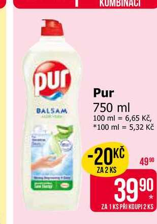 Pur prostředek na ruční mytí nádobí 750ml, vybrané druhy