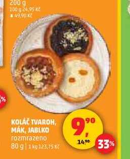 KOLÁČ TVAROH, MÁK, JABLKO, 80 g 