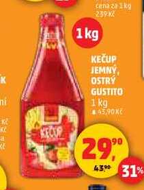 KEČUP JEMNÝ, OSTRÝ GUSTITO, 1 kg 