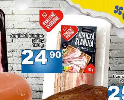 Anglická slanina plátky 100 g 