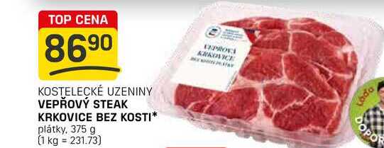 VEPŘOVÝ STEAK KRKOVICE BEZ KOSTI plátky, 375 g 