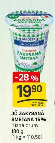 JČ ZAKYSANÁ SMETANA 15% různé druhy 180 g 