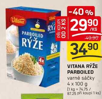 VITANA RÝŽE PARBOILED varné sáčky 4 x 100 g 