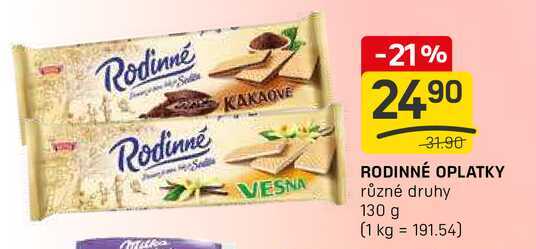 RODINNÉ OPLATKY různé druhy 130 g
