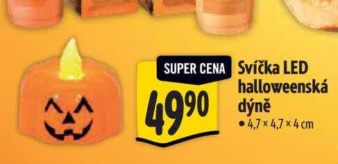  Svíčka LED halloweenská dýně 4,7×4,7 x 4 cm 