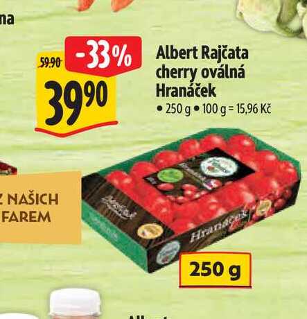   Albert Rajčata cherry oválná Hranáček 250 g 