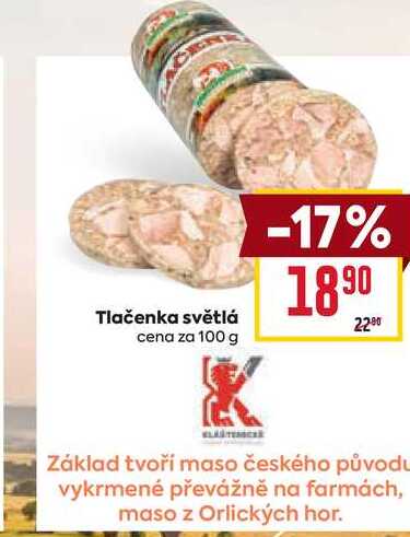Tlačenka světlá cena za 100 g 