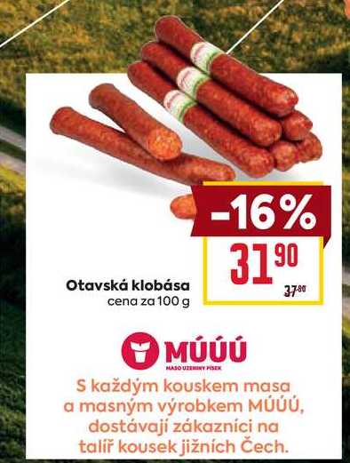 Otavská klobása cena za 100 g