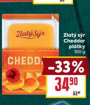 Zlatý sýr Cheddar plátky 100 g