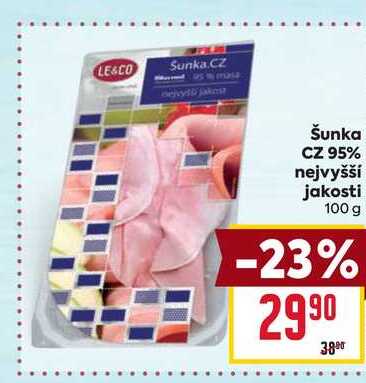 Šunka CZ 95% nejvyšší jakosti 100 g 