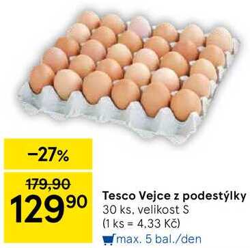 Tesco Vejce z podestýlky, 30 ks, velikost S