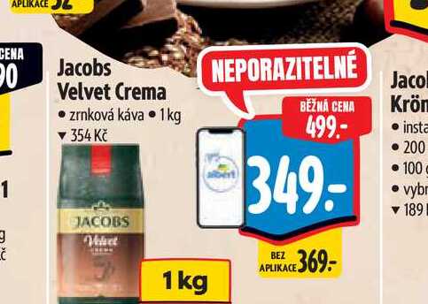   Jacobs Velvet Crema  zrnková káva  1kg  