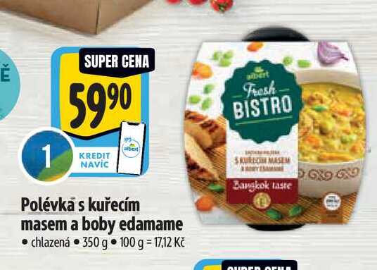  Polévka s kuřecím masem a boby edamame 350 g