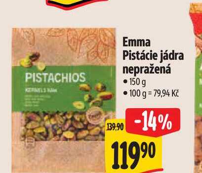   Emma Pistácie jádra nepražená 150 g 