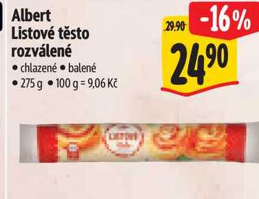 Albert Listové těsto rozválené, 275 g