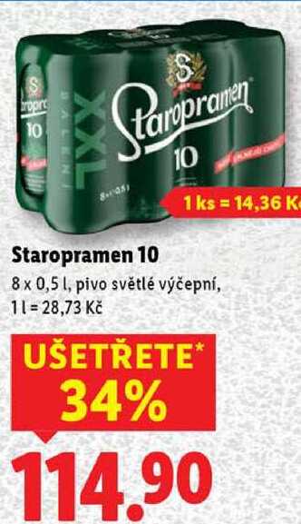 Staropramen 10, 8x 0,5 l
