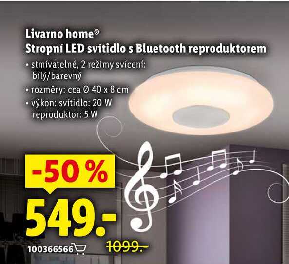 Livarno home Stropní LED svítidlo s Bluetooth reproduktorem 
