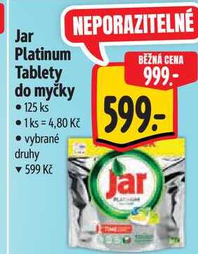 Jar Platinum Tablety do myčky, 125 ks 