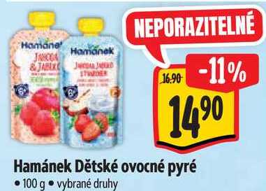 Hamánek Dětské ovocné pyré, 100 g 